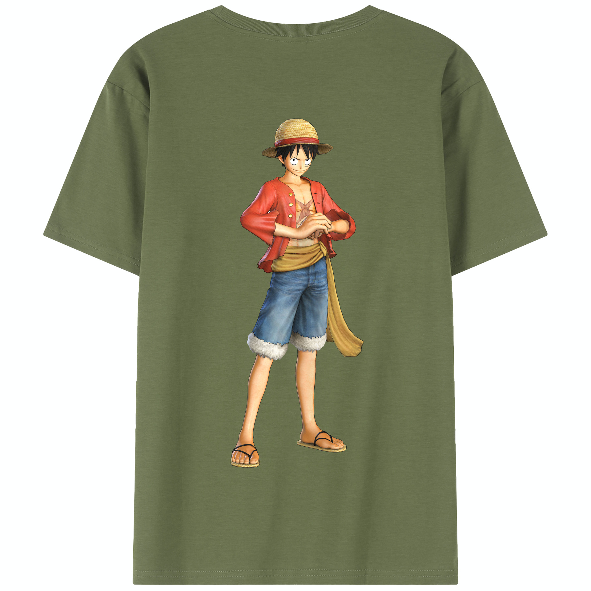 ワンピース モンキー・D・ルフィ ONE PIECE Monkey D. Luffy 綿100％半袖Tシャツ（背面プリント）